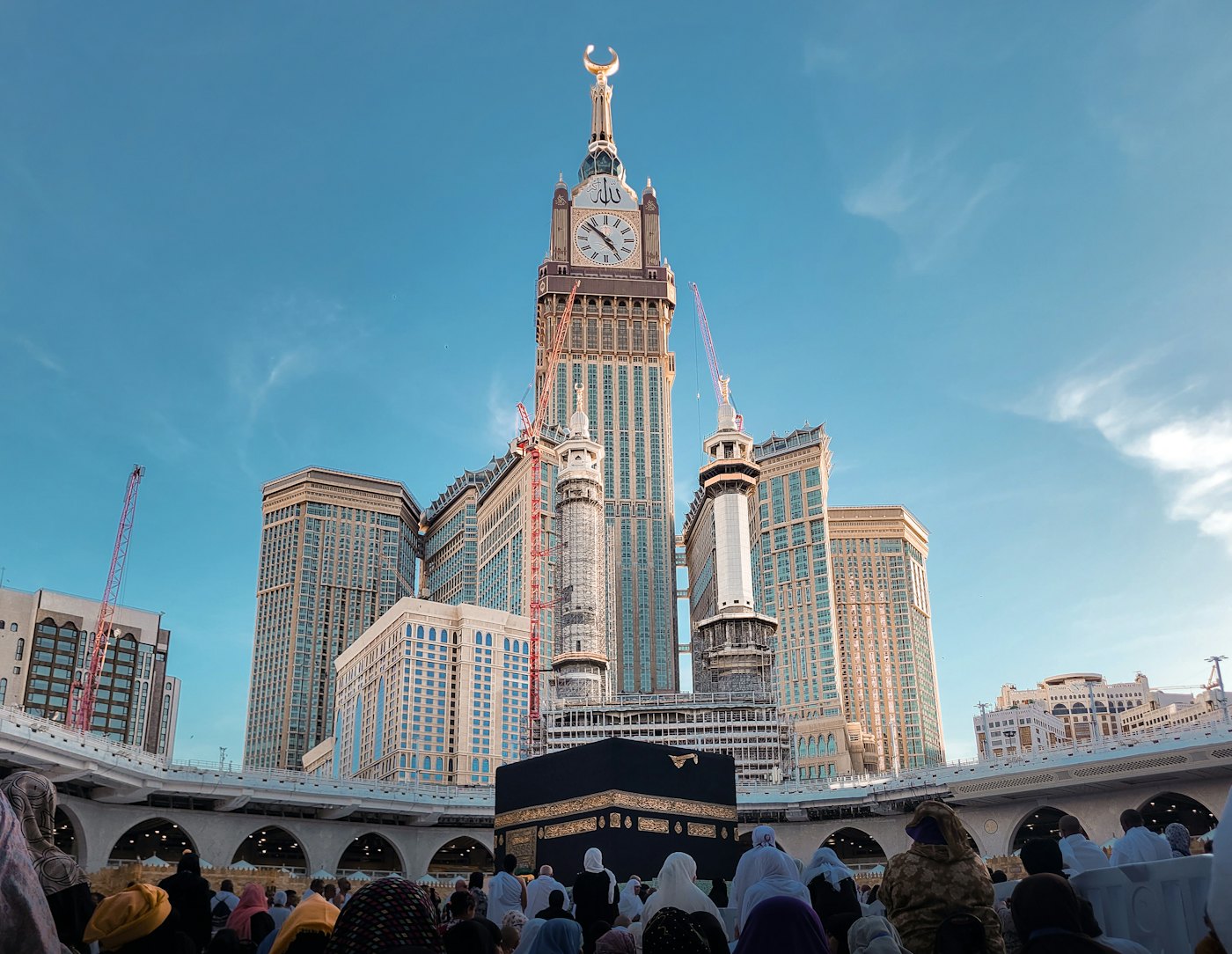 The clock tower rising above the Haram in Makkah