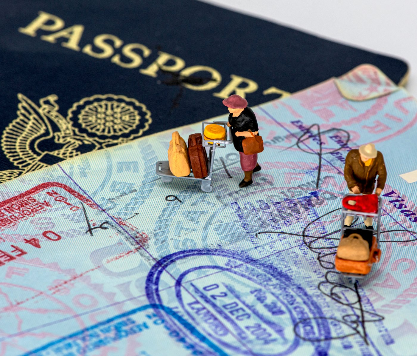 A passport page filled with visa stamps